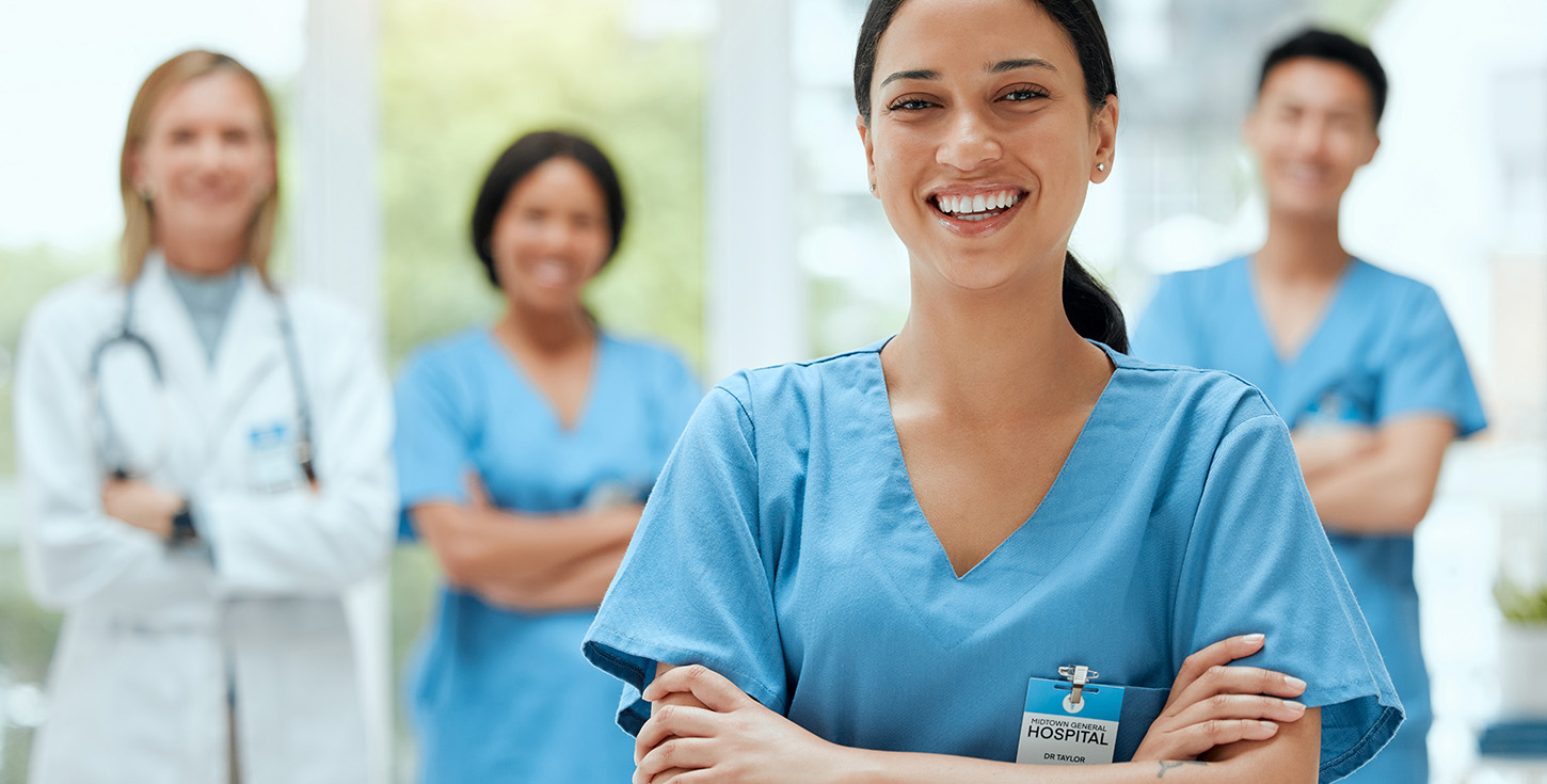 group of medical practitioners standing together in a hospital-1